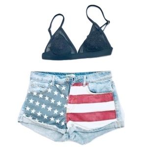 Forever 21 Stars&Strip Acid Wash Shorts